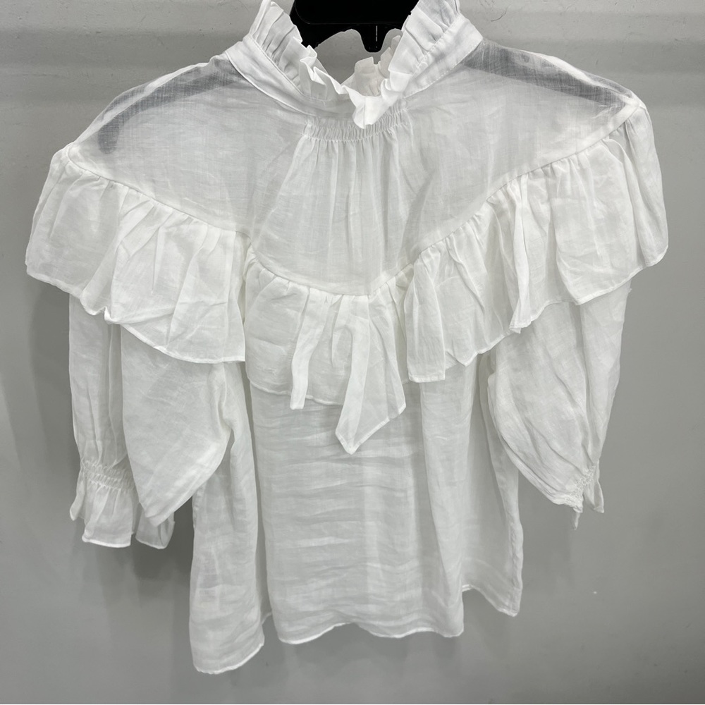 Frame Ruffle Flounce Top Blanc - Picture 2 of 5